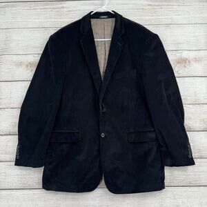 Saddlebred Corduroy Blazer Jacket Mens 46 Long Black Plaid Lined